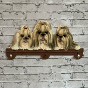 Doggie Decor Shih Tzu Wall Hanging Plaque Realistic Eyes Key Leash Note Holder